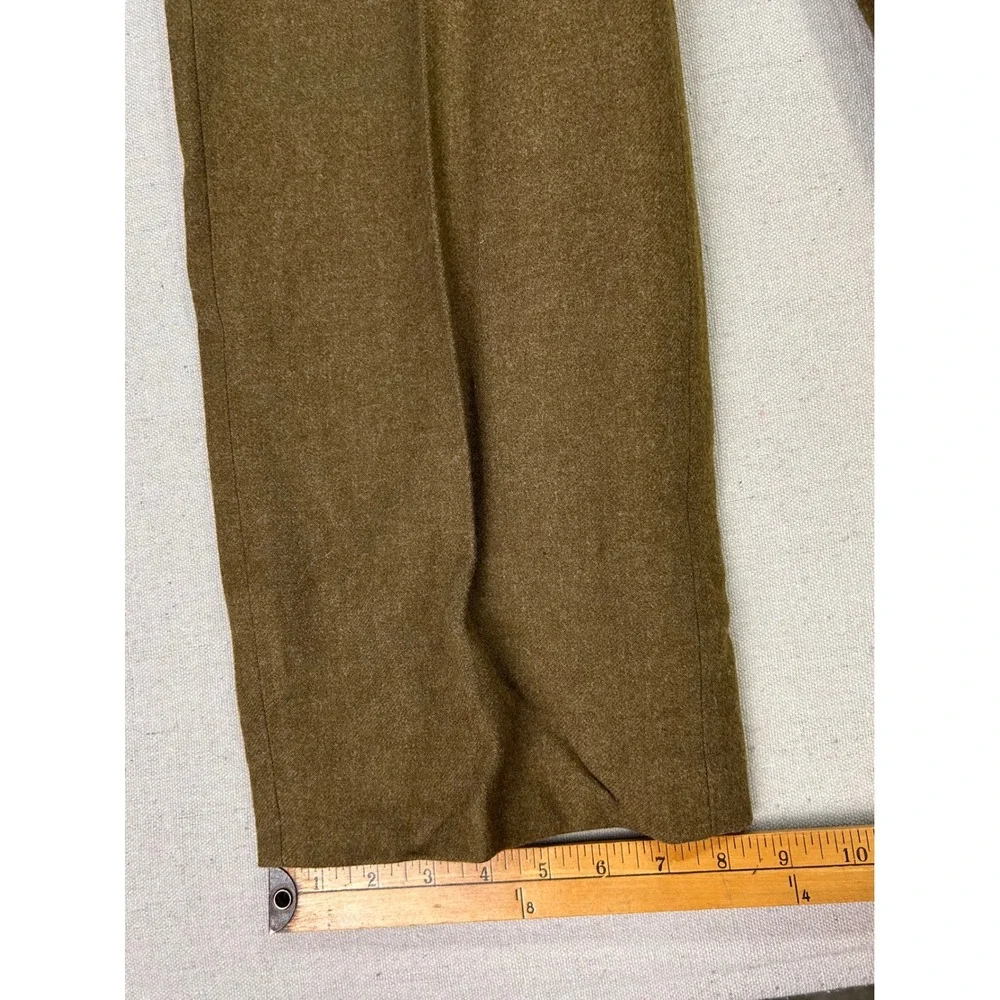 Vintage WW2 US Military Wool Trousers Olive Drab Brown Button Fly Wide Leg